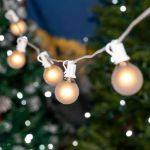 25 G40 Globe String Light Set with Frosted White Bulbs on White Wire