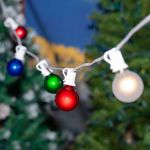25 G40 Globe String Light Set with Multi-Colored Satin Bulbs on White Wire