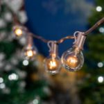 100 G40 Globe String Light Set with Clear Bulbs on Brown Wire