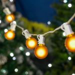100 G40 Globe String Light Set with Yellow Satin Bulbs on White Wire