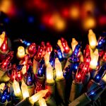 Red/White/Blue Christmas Mini Lights 100 Light 50 Feet Long on Green Wire