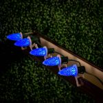 25 Light String Set with Blue LED C9 Bulbs on Green Wire