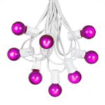 25 G30 Globe Light String Set with Purple Satin Bulbs on White Wire