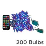 200 LED RGB Wide Angle Mini Light Set Green Wire w/Multi-Function Remote