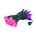 Pink and Purple 70 LED C6 Strawberry Mini Lights Commercial Grade Green Wire