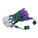 Purple and Pure White 70 LED C6 Strawberry Mini Lights Commercial Grade Green Wire