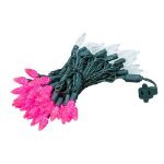 Pink and Pure White 70 LED C6 Strawberry Mini Lights Commercial Grade Green Wire