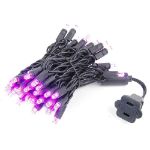 50 LED Pink LED Christmas Lights 11' Long on Black Wire