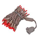 50 LED Red LED Christmas Lights 11' Long on Brown Wire