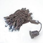 50 LED Pure White LED Christmas Lights 11' Long on Brown Wire