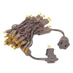 50 LED Amber LED Christmas Lights 11' Long on Brown Wire