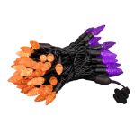 *NEW* True Twinkle Purple/Orange 70 LED C6 Strawberry Mini Lights Commercial Grade on Black Wire