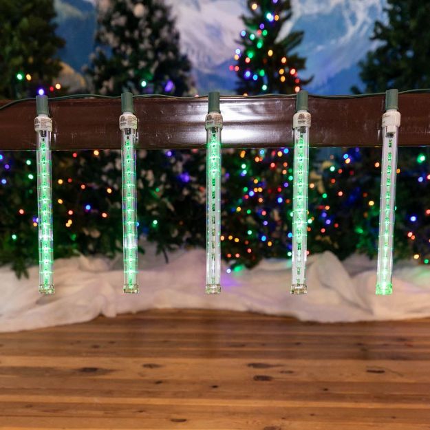 12" LED Cascading Meteor Starfall Tube Green Pack of 5