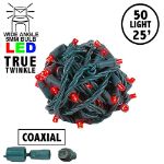 *NEW* TrueTwinkle® Coaxial 50 LED Red 6" Spacing Green Wire