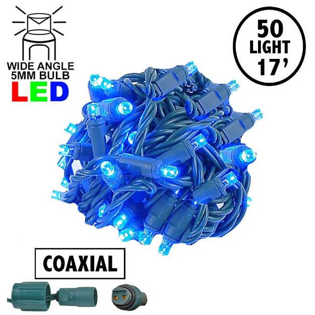 Coaxial 50 LED Blue 4" Spacing Green Wire