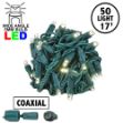 Coaxial 50 LED Warm White 4" Spacing Green Wire