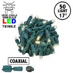 Twinkling Coaxial 50 LED Warm White 4" Spacing Green Wire