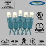 10 Light Warm White LED Mini Lights Green Wire