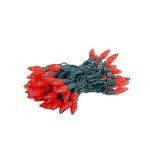 Coaxial Red 100 LED C6 Strawberry Mini Lights Commercial Grade on Green Wire