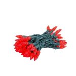Coaxial Red 100 LED C6 Strawberry Mini Lights Commercial Grade on Green Wire