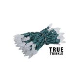 Coaxial *NEW* TrueTwinkle® Warm White 70 LED C6 Strawberry Mini Lights Commercial Grade on Green Wire
