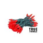 Coaxial *NEW* TrueTwinkle® Red 70 LED C6 Strawberry Mini Lights Commercial Grade on Green Wire