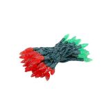 Coaxial Red/Green 70 LED C6 Strawberry Mini Lights Commercial Grade on Green Wire