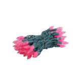 Coaxial Pink 70 LED C6 Strawberry Mini Lights Commercial Grade on Green Wire