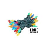 Coaxial *NEW* TrueTwinkle® Multi Color 70 LED C6 Strawberry Mini Lights Commercial Grade on Green Wire