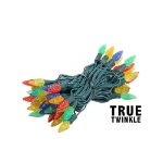 Coaxial *NEW* TrueTwinkle® Multi Color 70 LED C6 Strawberry Mini Lights Commercial Grade on Green Wire