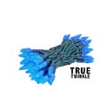 Coaxial *NEW* TrueTwinkle® Blue 70 LED C6 Strawberry Mini Lights Commercial Grade on Green Wire