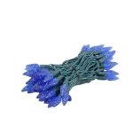 Coaxial Blue 70 LED C6 Strawberry Mini Lights Commercial Grade on Green Wire