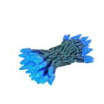 Coaxial Blue 70 LED C6 Strawberry Mini Lights Commercial Grade on Green Wire