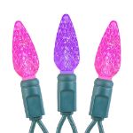 Pink and Purple 70 LED C6 Strawberry Mini Lights Commercial Grade Green Wire