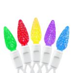 Rainbow 70 LED C6 Strawberry Mini Lights Commercial Grade on White Wire
