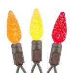 Yellow/Red/Orange 70 LED C6 Strawberry Mini Lights Commercial Grade on Brown Wire