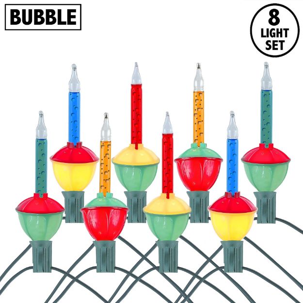 Traditional Classic Bubble Light Set 8 Lamps Red/Blue/Orange/Green