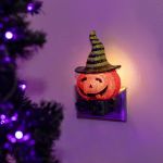 Halloween Night Light - Pumpkin in Witch Hat - Swivel Plug w/LED Bulb