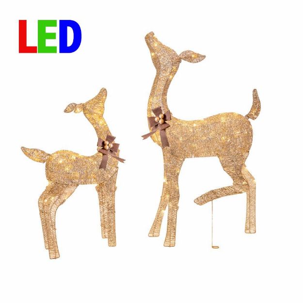 Pre-Lit Fawn with Doe Decoration Warm White LED 38 in. and 28 in.