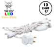 10 Light Non Connectable Warm White LED Mini Lights White Wire