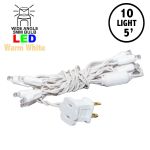 10 Light Non Connectable Warm White LED Mini Lights White Wire