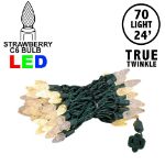 *NEW* TrueTwinkle® Warm White 70 LED C6 Strawberry Mini Lights Commercial Grade on Green Wire