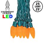 25 Amber/Orange C9 LED Pre-Lamped String Lights Green Wire