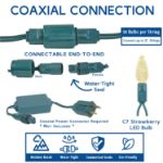 C7 Coaxial 50 LED Pure White 8" Spacing Green Wire