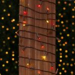 Commercial Grade Wide Angle 50 LED Y/RE/OR 25' Long on Brown Wire