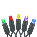 Commercial Grade Wide Angle 50 LED Rainbow Color 17' Long on Black Wire
