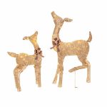 Pre-Lit Fawn with Doe Decoration Warm White LED 38 in. and 28 in.