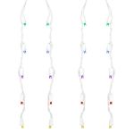 Rainbow LED Icicle Lights on White Wire 70 Bulbs
