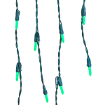 Green LED Icicle Lights on Green Wire 150 Bulbs