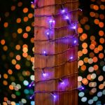 Commercial Grade Wide Angle 50 LED Purple 25' Long on Brown Wire